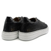 Zelli Vento Calfskin Side Weave & Embossed Crocodile Sneaker Black