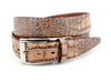 Torino Bi-Color Faux Crocodile Embossed Calfskin Belt Taupe/Blue