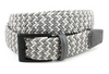 Torino Italian Chevron Braided Stretch Cotton Elastic Belt Multi Grey