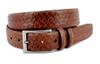 Torino ITALIAN WOVEN EMBOSSED CALFSKIN DRESS CASUAL BELT IN COGNAC