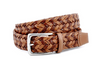 Torino ITALIAN BRAIDED LEATHER TWO TONE CASUAL BELT IN COGNAC & TAN