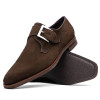 Zelli HEBILLA MONK STRAP ITALIAN SUEDE CALFSKIN DARK BROWN