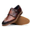 Zelli LEGERRA HAND BURNISHED CROCODILE PRINT MONKSTRAP COGNAC