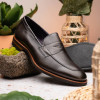 Zelli ROMA HAND BURNISHED CALFSKIN PENNY LOAFER GREY