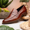 Zelli ROMA HAND BURNISHED CALFSKIN PENNY LOAFER Cognac