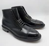 LIMITED EDITION "CHARLES" Black CORDOVAN JUMPER BOOT WITH COMMANDO SOLE D7843HC