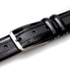 Mezlan Leather and Deerskin Belt Black