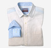 Johnston & Murphy Washed Linen-Blend Shirt Tan/Blue Ombré