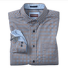 Johnston & Murphy Men's Printed Cotton Shirt Blue/Rust Geo Clover
