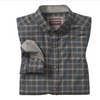 Johnston & Murphy Men's Heathered Woven Shirt Charcoal/Tan Triple Grid Check