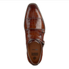 Johnston & Murphy Men's Sullivan Double-Buckle Cap Toe Mahogany Croc Embossed Italian Calfskin