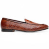 PALIO Genuine Crocodile and Calfskin Basketweave Slip On, Cognac