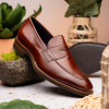 Zelli Roma Hand Burnished Penny Loafers Cognac Clearance Only