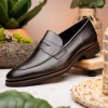 Zelli Roma Hand Burnished Penny Loafers Gray Clearance Only