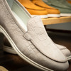 Zelli LIVORNO Stampata Crocodile Nubuk Loafer, Bone