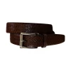 Torino Leather Woven Print Belt Cognac