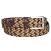 Torino Italian Chevron Weave Belt with Distressed Shrunken Calfskin in Olive/Tan/Brown