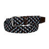 Torino Italian Woven Rayon Stretch with Dark Brown Tabs Casual Belt in Light Blue and Black Multi