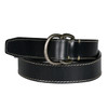Torino Burnished Waxy Bridle Leather Belt with Antiqued Nickel D-Ring in Black