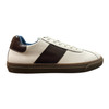 G. Brown Jolty White Calfskin Sneaker W/ Brown Stripe Detail Clearance Only 