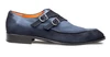 Mezlan Cascade Suede Double Monk Strap Indigo