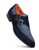 Mezlan Cascade Suede Double Monk Strap Indigo