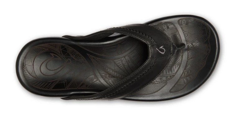 Olukai Men's Hiapo Leather Beach Sandals Lava Rock/Lava Rock Sherman