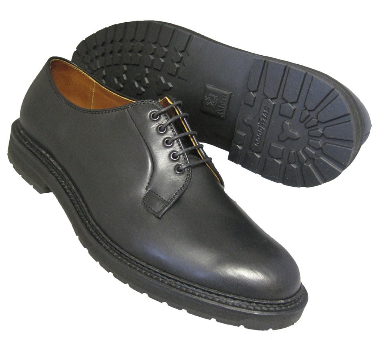 靴 Alden 2817 Black Plain Toe Blucher Alden Men's Plain Toe Blucher Oxford #2817 - Sherman