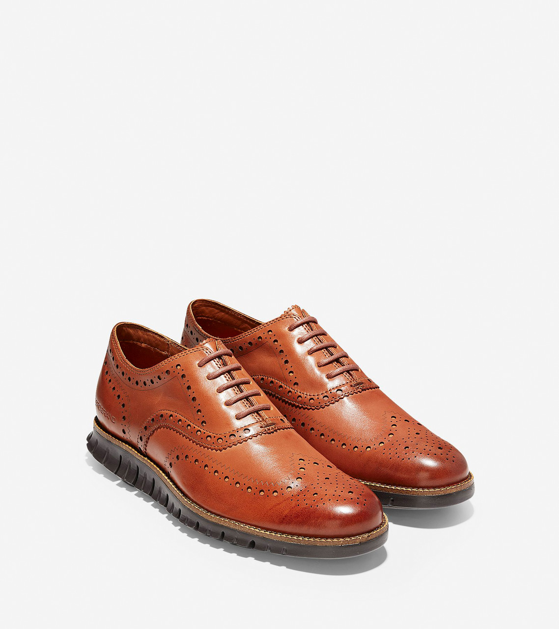 cole haan zerogrand wingtip oxford british tan java