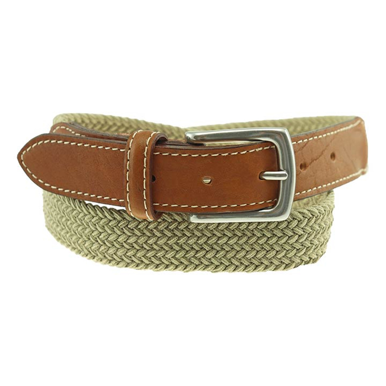 Sherman Brothers Cooper Elastic Braided Belt Khaki - Sherman Brothers Inc