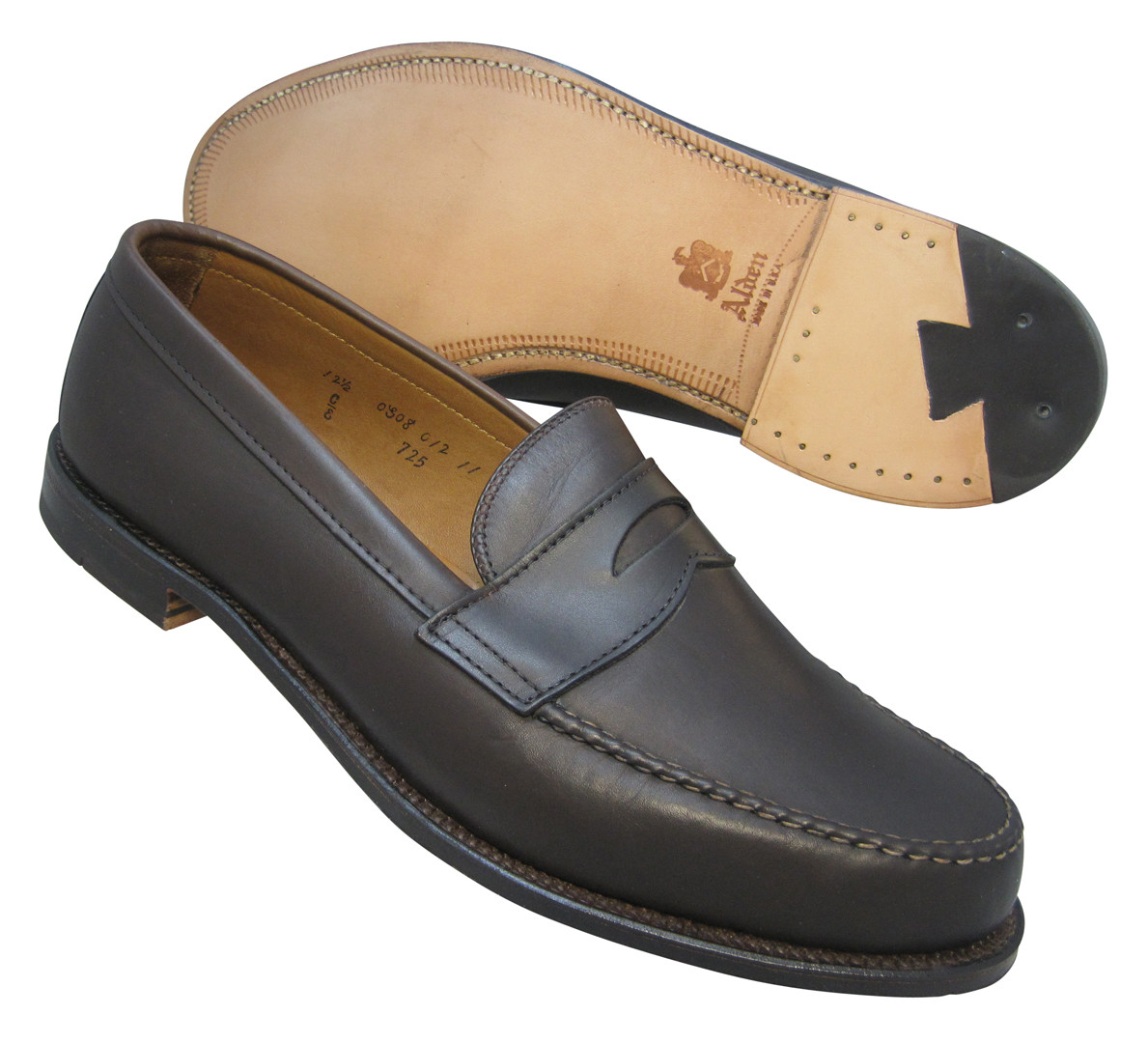 Alden 6.5 ローファー Alden Long Vamp Handsewn Dark Brown Calfskin - Sherman Brothers Inc