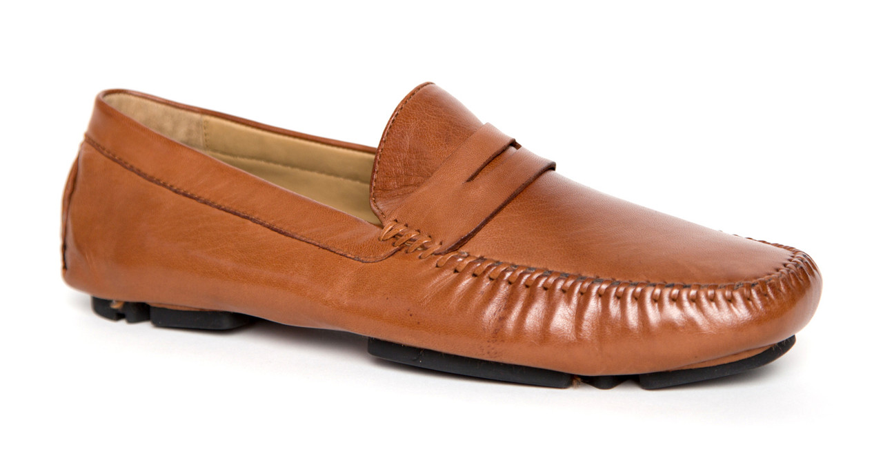 Robert Zur San Tropez Woven Leather Penny Loafers Cognac Mens Size 8 Driver Zenith Cognac Woven Leather Loafer main image 2