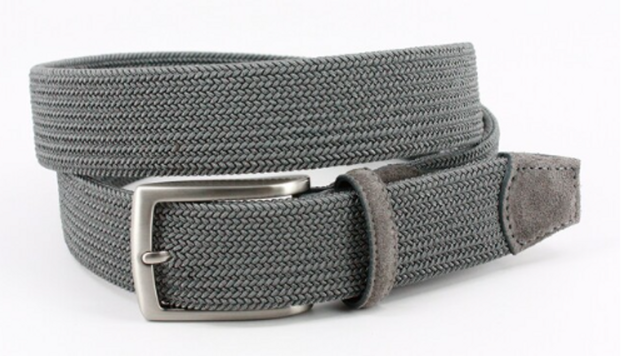 Torino Italian Tubular Woven Rayon Elastic Belt Grey - Sherman Brothers Inc