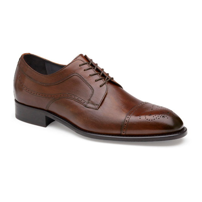 Johnston Murphy Ellsworth Cap Toe Italian Calfskin Brown Sherman