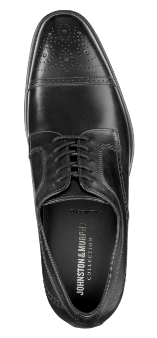 Johnston & Murphy Ellsworth Cap Toe Italian Calfskin Black Sherman Brothers Inc
