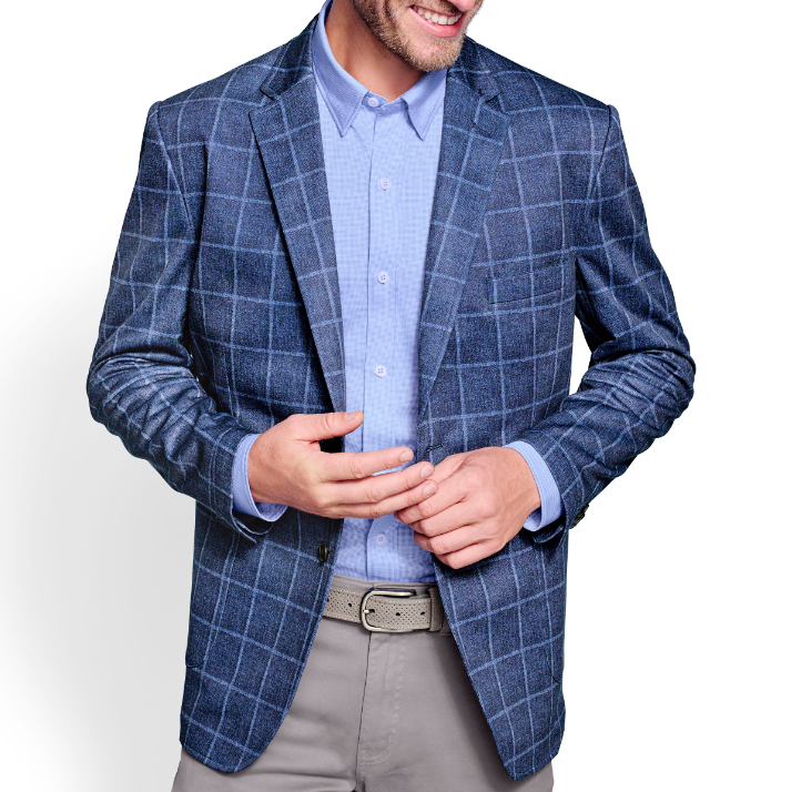 Johnston & Murphy XC Flex Knit Blazer Blue Plaid - Sherman