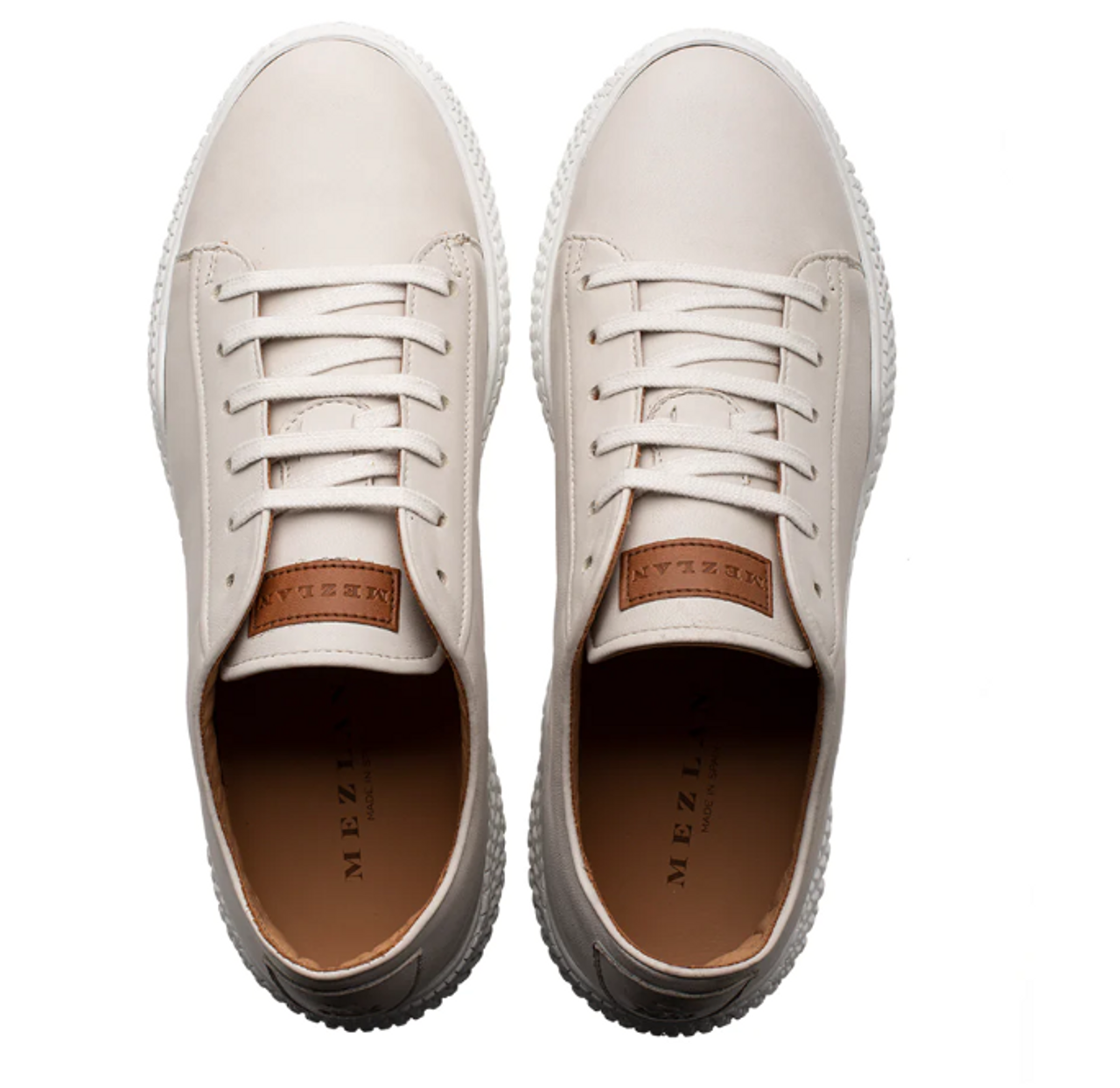 Mezlan Leather Scallop Sole Sneaker White - Sherman Brothers Inc