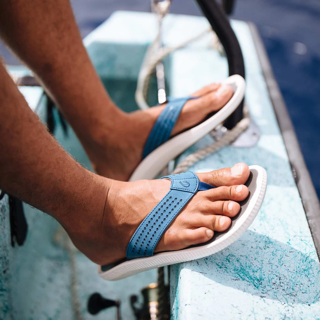 Olukai Men's Ulele Beach Sandals Slate Blue/Charcoal Sherman Brothers Inc