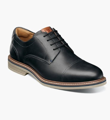 Florsheim Norwalk Cap toe oxford Black Crazy Horse Sherman