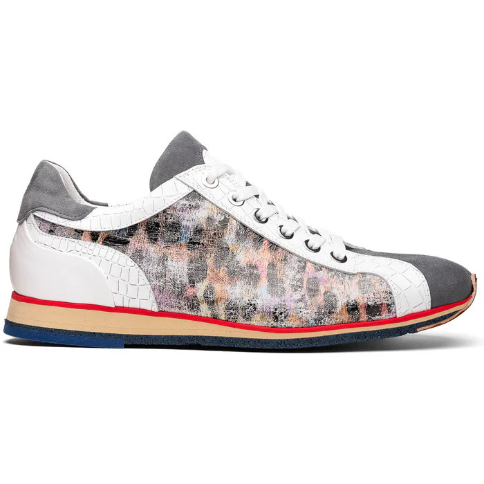 Zelli Leo Sueded Italian Goatskin Sneakers Grey Multi - Sherman