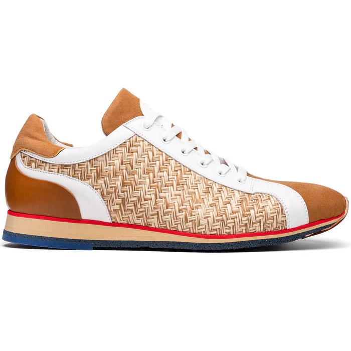Zelli Ripi Calfskin Hand Weave Sneaker Brown - Sherman Brothers Inc