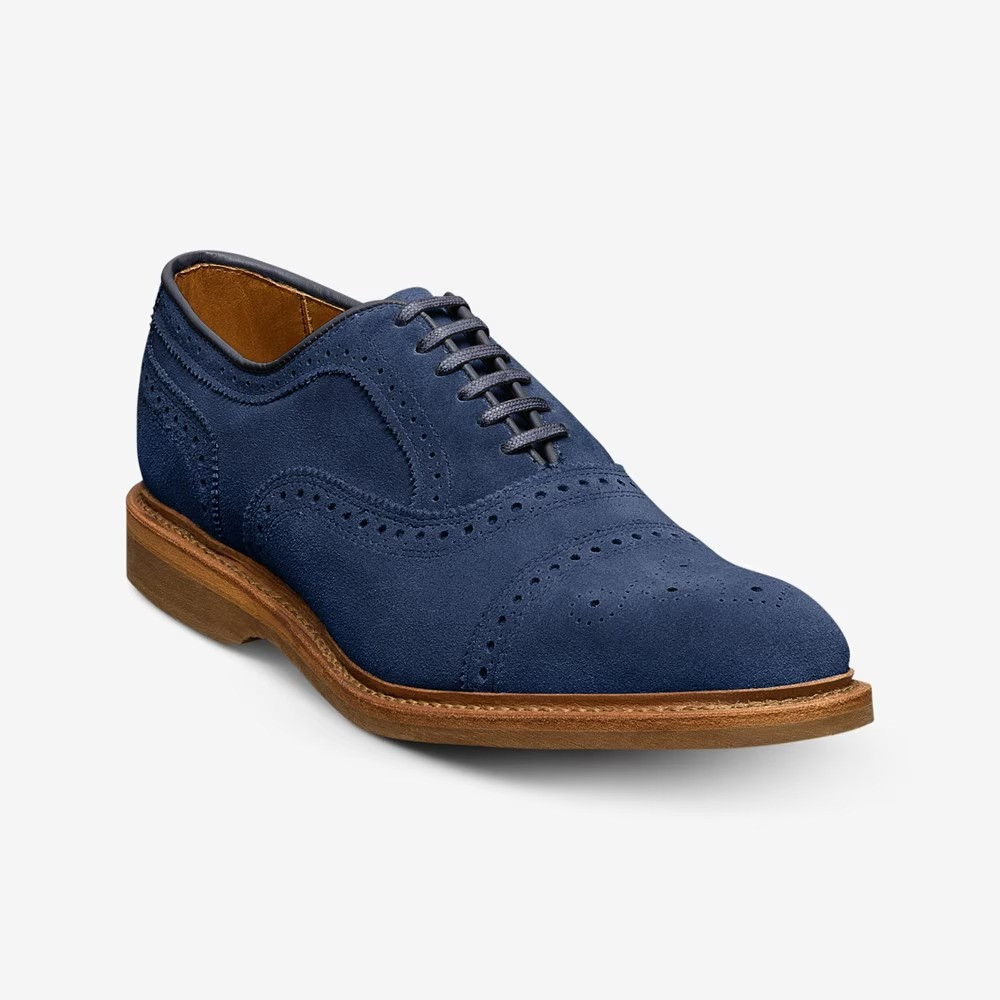 Allen Edmonds Strand Verse Cap-toe Oxford Dress Shoe Cosmic Blue Suede -  Sherman Brothers Inc