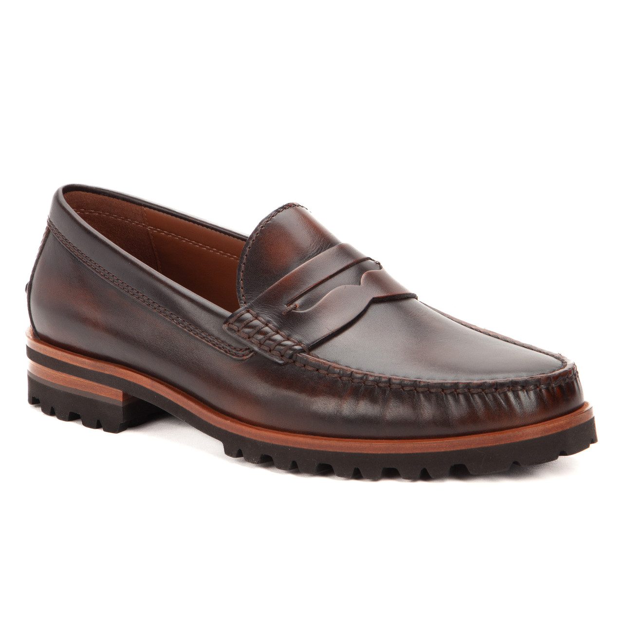 Johnston & Murphy Baldwin Lug Penny Loafer Brown Brush-off  display picture 1
