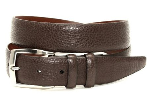 Torino Pebble Grained Calfskin Belt Brown