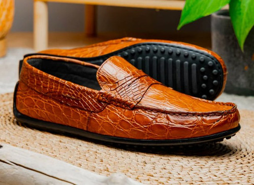 Zelli Monza Crocodile Driver Cognac