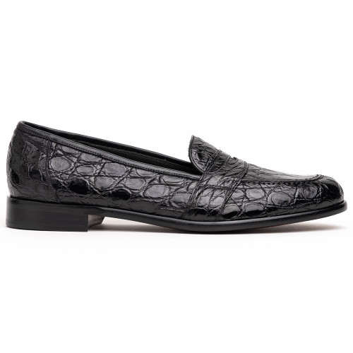 Zelli Tuscany Crocodile Penny Loafer Black
