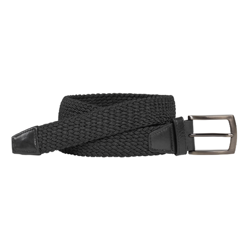 Johnston & Murphy Woven Stretch Knit Belt Black