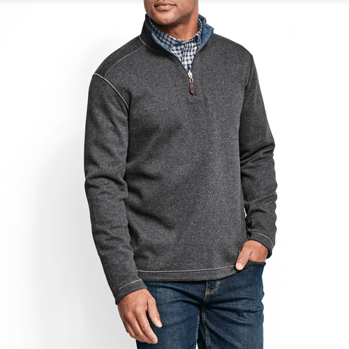 Johnston & Murphy Reversible Solid Quarter-Zip Charcoal/Blue