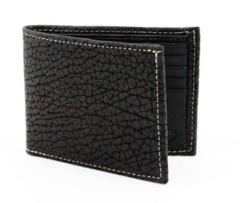 Torino Genuine Bison Leather Billfold Wallet Black