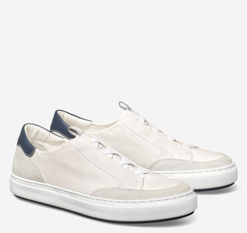Johnston & Murphy Anson Stretch Lace-To-Toe White English Suede/Sheepskin